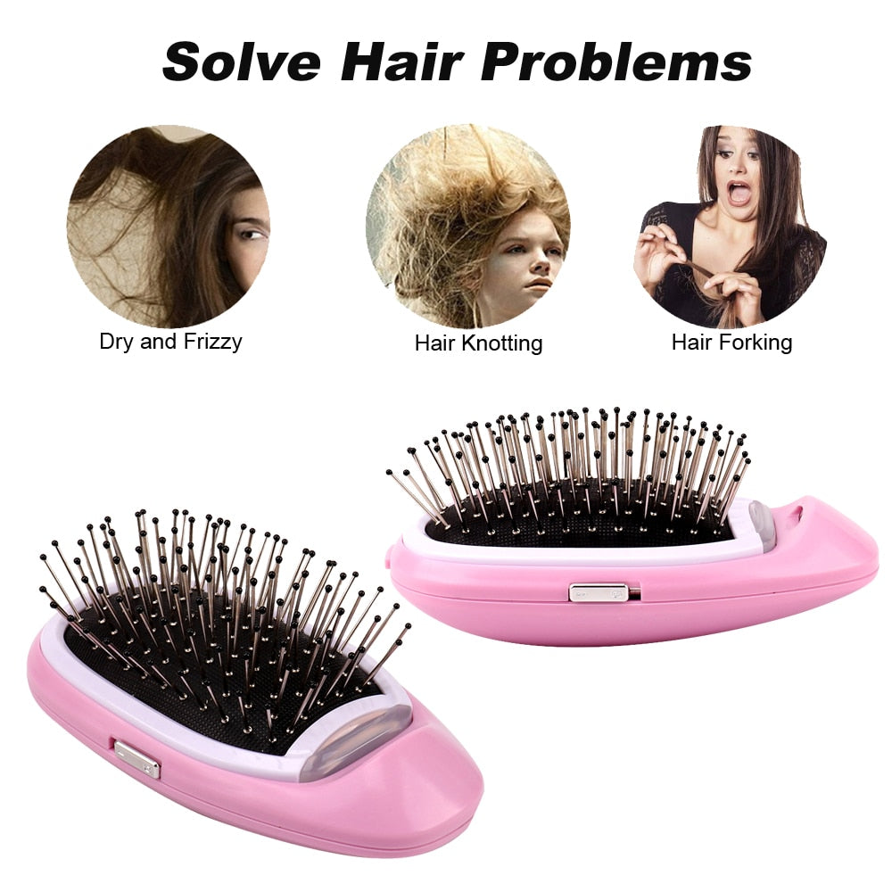 Portable Ionic Hairbrush Electric Negative Ions Hair Comb Anti Static MassageComb US Fast Shipping Styling Tool for Dropshipping