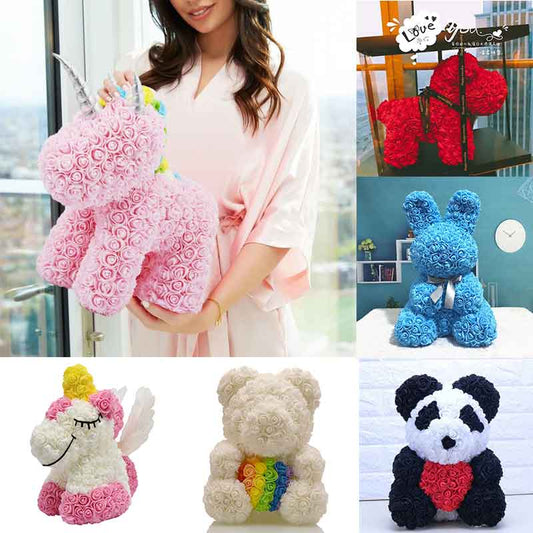 Valentine Dog Panda Unicorn Teddy Bear Rose Soap Foam Flower Artificial Toy Birtthday Mothers Day Birthday Gifts for Women