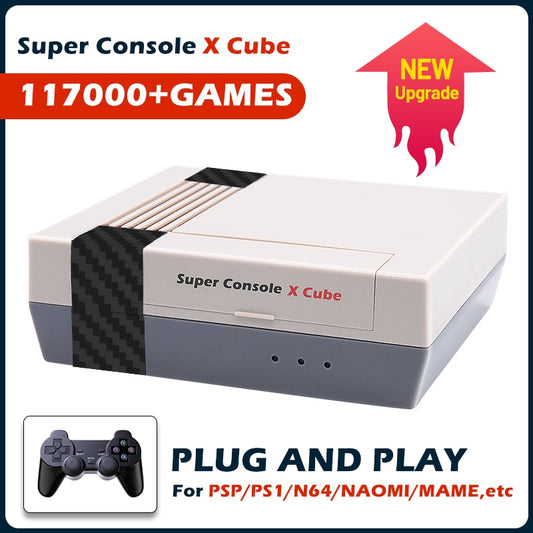 Retro Video Game Consoles Super Console X Cube For PS1/PSP/DC/Arcade TV BOX Game Players With 117000 Classic Games 4K HD Display